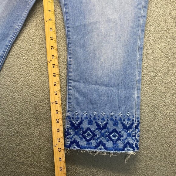 Ralph Lauren Embroidered Blue Straight Crop Jeans Size 16,Stretch,Capri pant - Picture 8 of 12